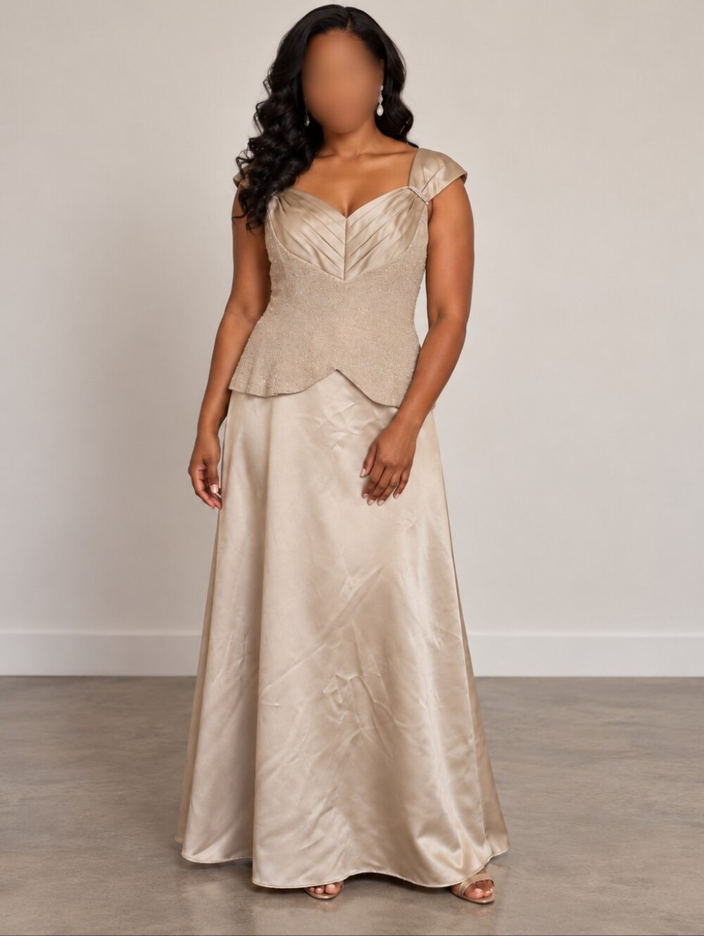 Patra Champagne Gold Glitter Peplum Evening Gown Formal Dress Size 12
